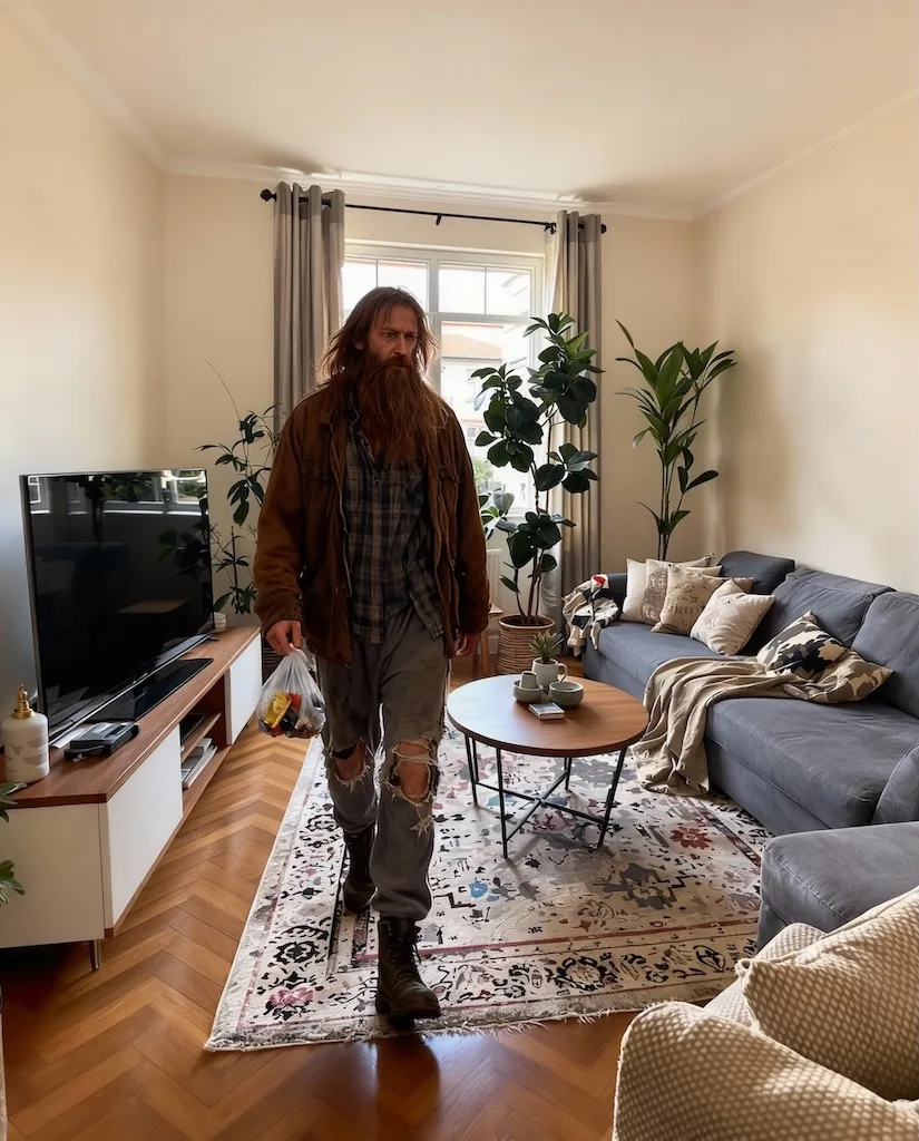 AI Homeless Man AI-generated image prompt example